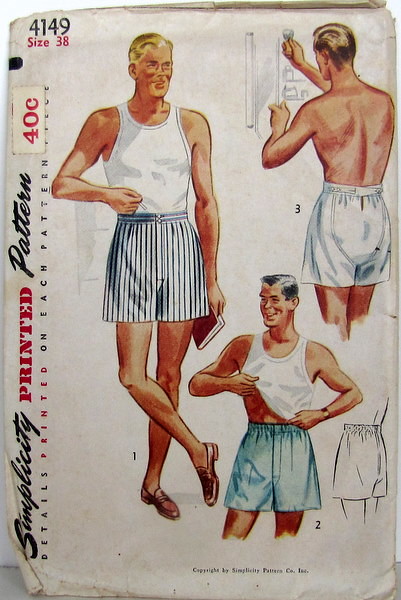 simplicity 4149 Vintage 40's Men's Underwear Pattern for Father and Son