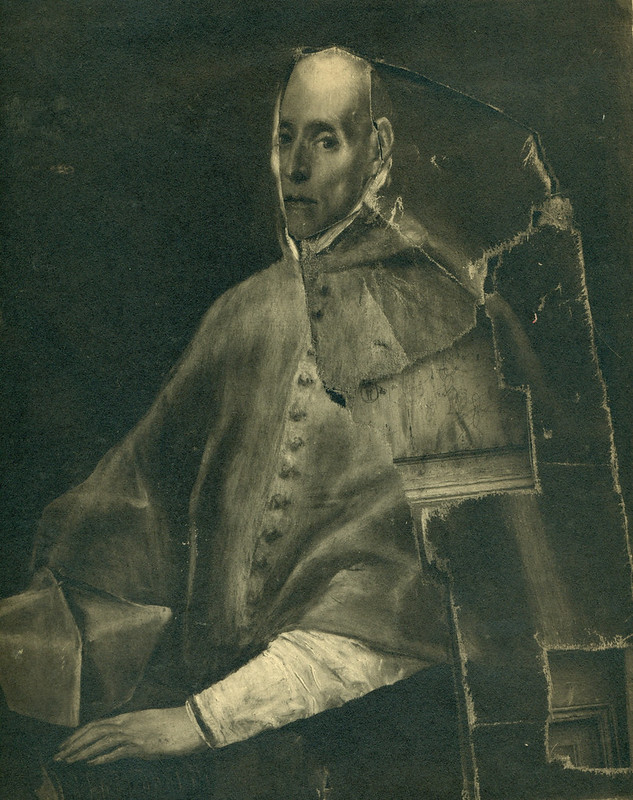 Retrato del Cardenal Tavera por el Greco destruido en la Guerra Civil. Fotografía de Pelayo Mas Castañeda. Causa de los mártires de la persecución religiosa en Toledo