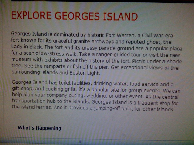 Boston - Georges Island - Brief Info!