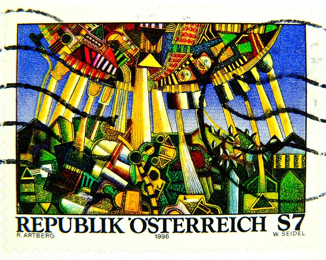 stamp Austria 7.00 S Schilling sello postage bollo francobolli timbre Autriche Republik Österreich Modern Art, Special issue stamp, commemorative issue postzegel Oostenrijk طوابع النمسا frimærker østrig markica Austrija टिकटों ऑस्ट्रिया francoboll
