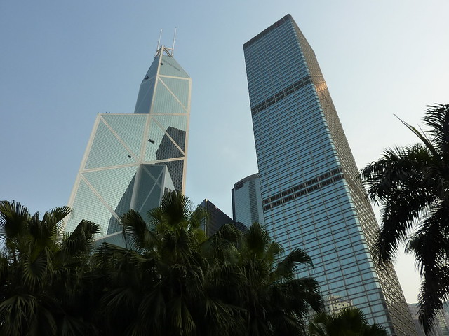 Cheung Kong Centre and Bank of China Tower from Chater Gardens