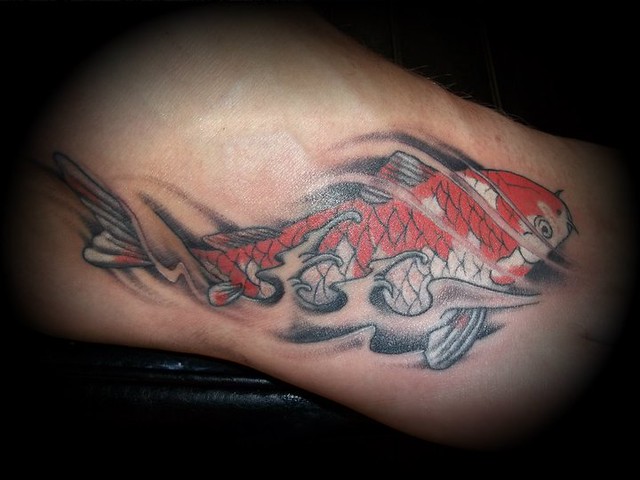 koi fish foot tattoo