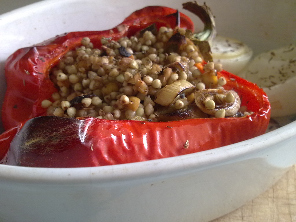 Vegan Stuffed Roasted Red Peppers