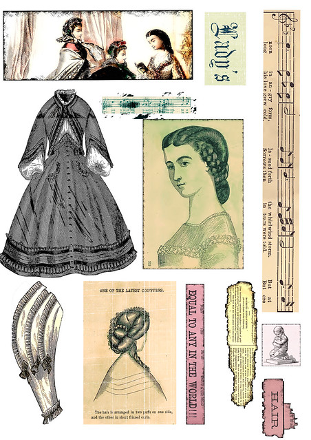 Free Digital Collage Sheet - Godeys Fashion