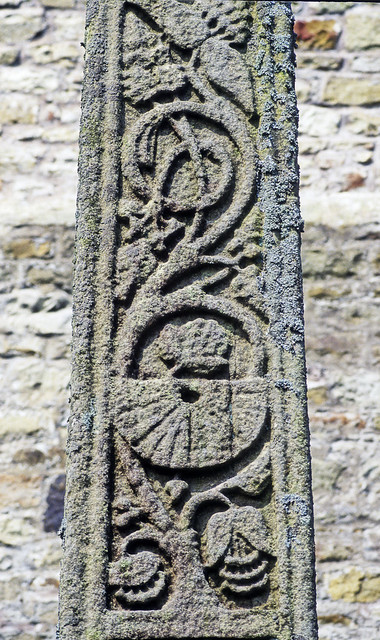 Bewcastle Cross, South face, vine scroll & sundial