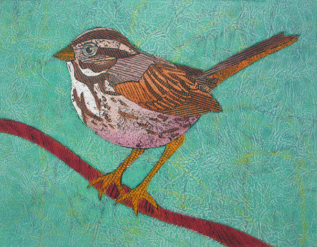 Song Sparrow #1 (Collagraph of Bird)