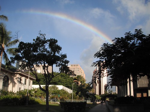 Hawaii State Capitol Mall rainbow by billsoPHOTO, urban usa sunrise hawaii rainbow unitedstates state oahu library running capitol honolulu picnik sta