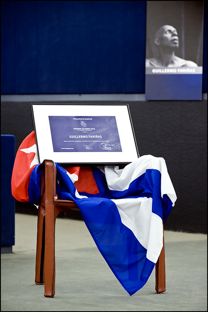 Empty chair in Strasbourg for Guillermo Fariñas