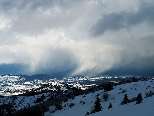 Snow Virga On Pivka, Internal Karst Region, Slovenia