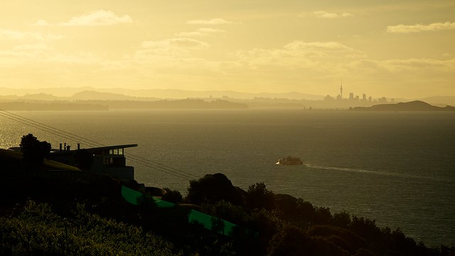 Golden Auckland Skyline From Waiheke