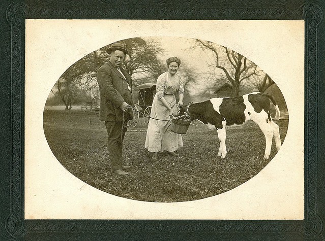 Farmer and his wife pose for pictures