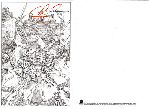 TEENAGE MUTANT NINJA TURTLES :: 25th Anniversary Collector's Edition { 4 Blu-ray Movie Disc set } .. // Reproduction Sketch .. repro art & "signed" by Peter Laird  (( 2009 )) by tOkKa