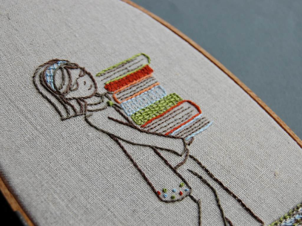 Girl with books embroidery pattern, One of the new patterns…