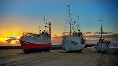 Løkken #Sunset #boat #sky #danmark #strand