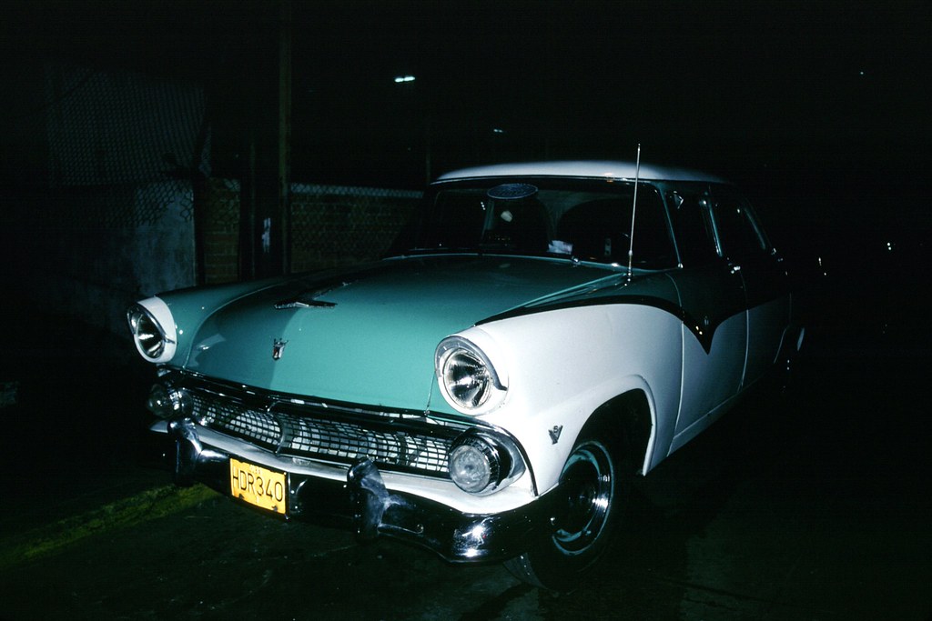 Classic Cuban Car Piercing Through the Night
