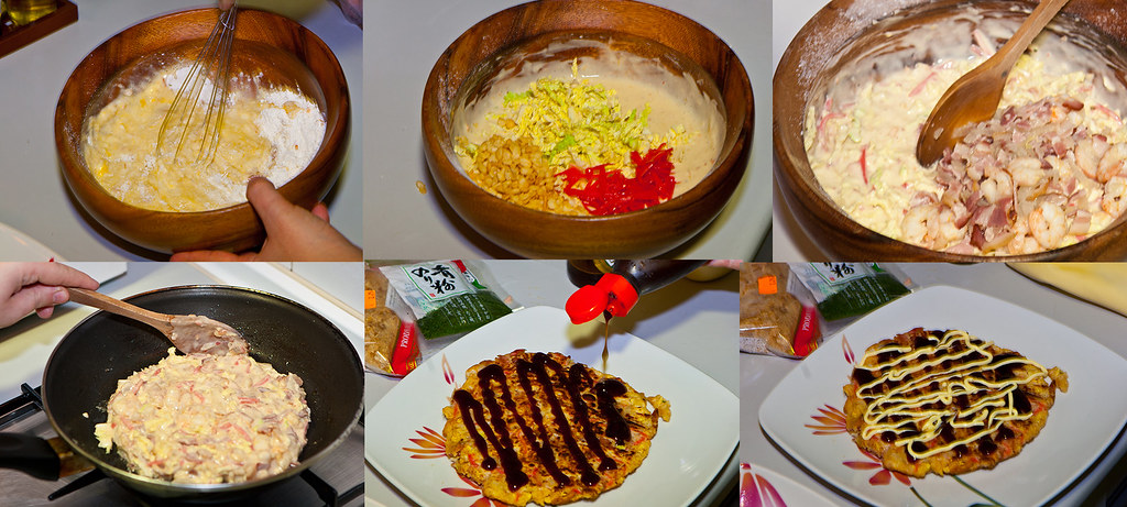 Preparación paso a paso de la receta de okonomiyaki estilo Osaka