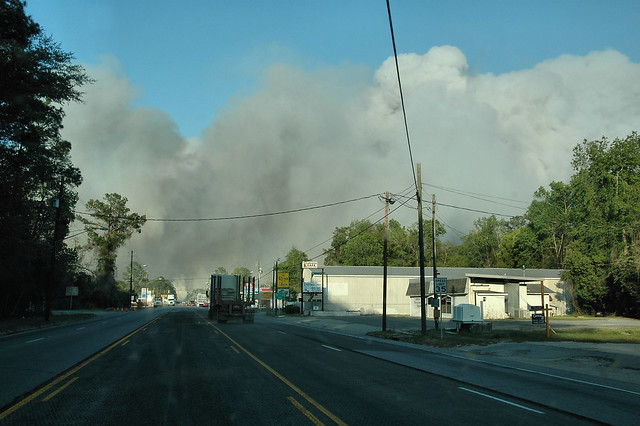 Long County Wildfire Viewed in Downtown Ludowici
