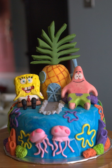 Spongebob Cake, Spongebob Themed birthday cake with the Pin…