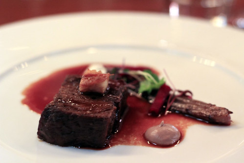 blade of scottish beef, cooked for 72 hours, beetroot & horseradish purée, smoked eel | by Magalie L'Abbé