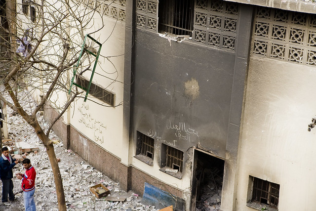 Azbakeya Police Station burnt down by protesters قسم الأزبكية
