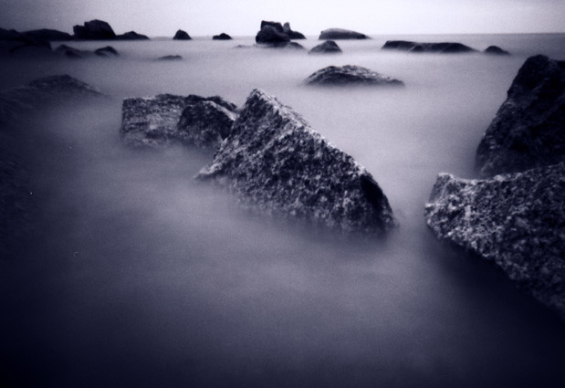 rocks in the sea - Malaysia (pinhole photo)