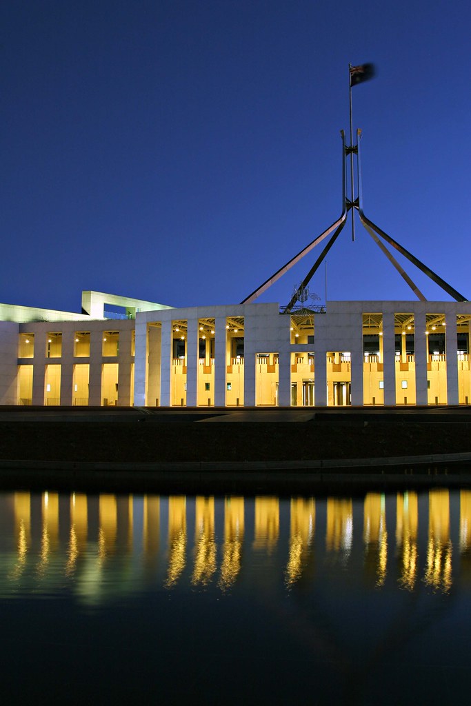 Federal Parliament by Night
