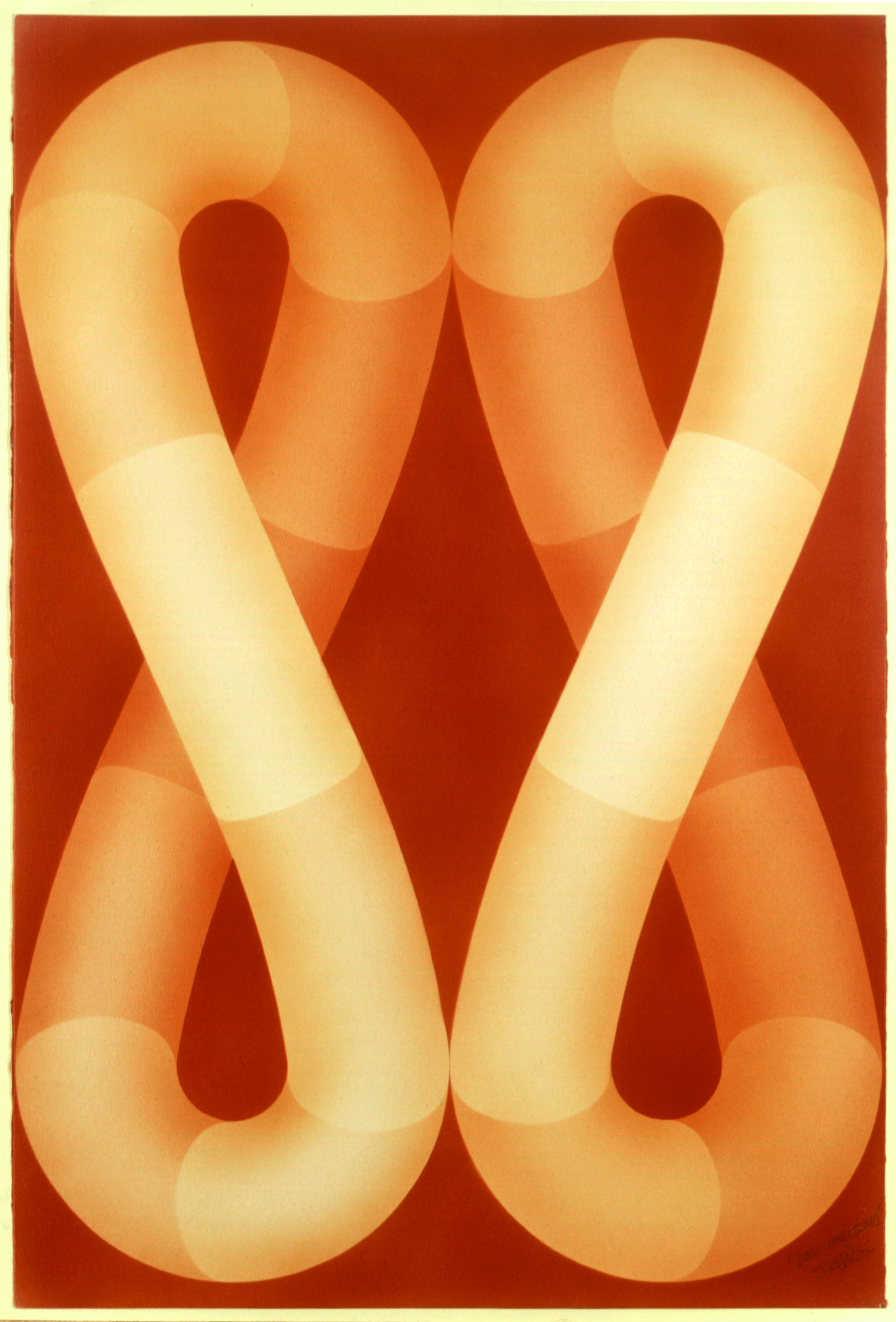 Duplo Infinitésimo (tubos de areia)       Autor: Savério Castellano Ano: 1972 Técnica: Aerografia Dimensão: 105cm x 69cm