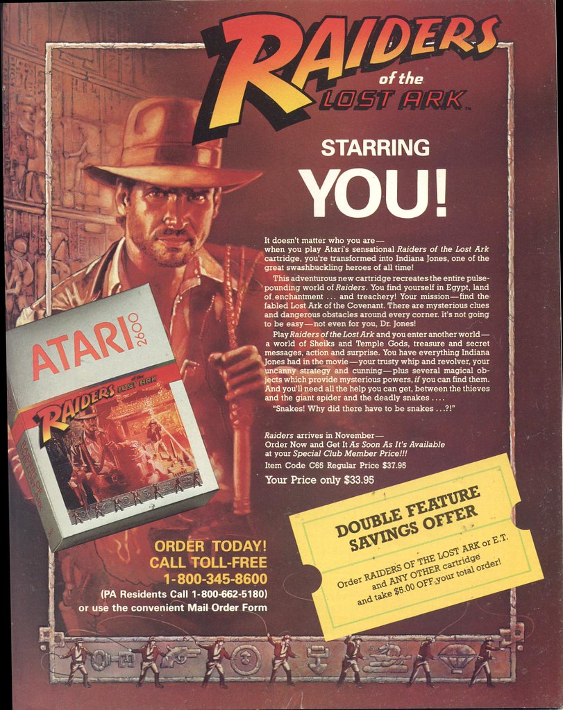 Atari 2600 Indiana Jones. Raiders of the Lost Library poster. Ark raiders