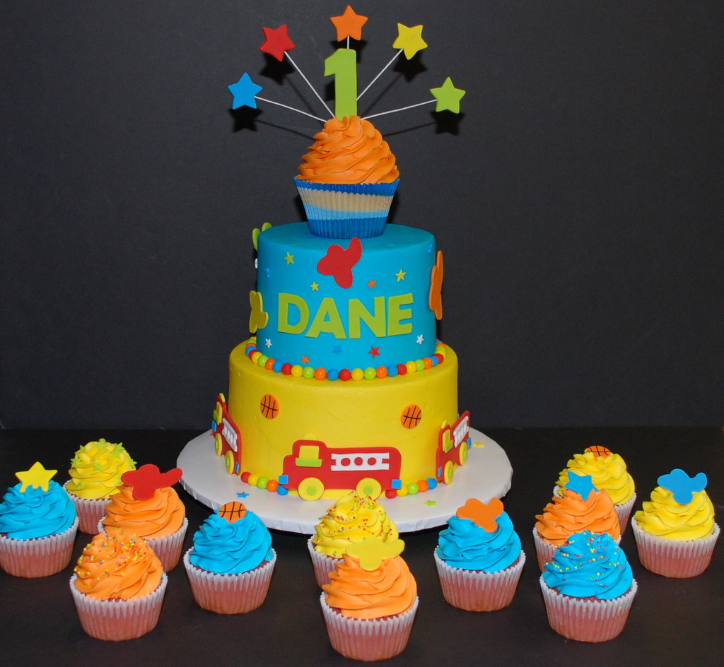 Fire Engines, Basketballs & Planes Birthday Cake