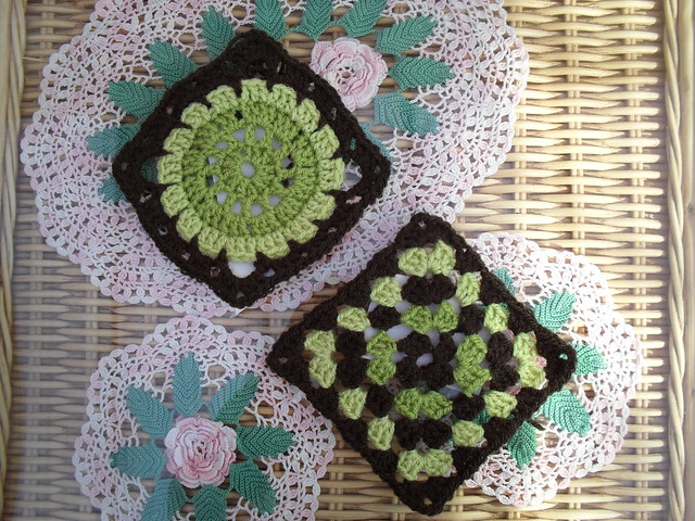 Two Squares for our 'two tone Green 'any pattern' Challenge. Which has just finished! I am so grateful for these Squares thank you!