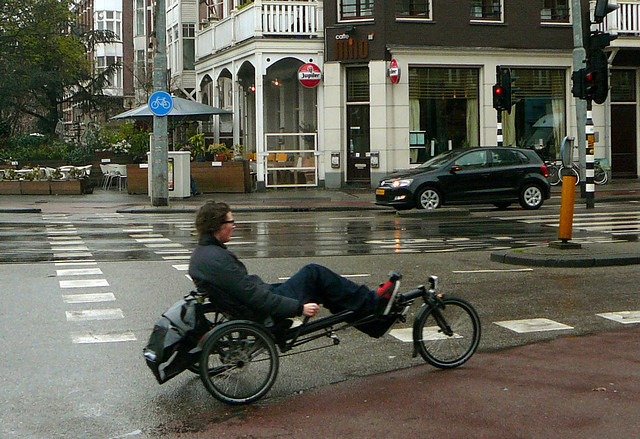 Ligfiets (recumbent, vélo couché), Amsterdam, Wijttenbachstraat