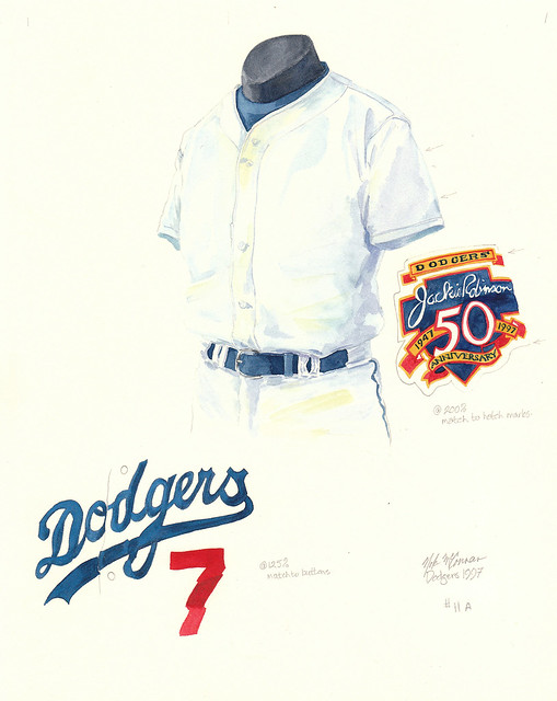 LA Dodgers 1997 uniform artwork, This is a highly detailed,…