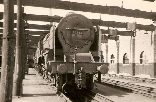 LMS Fowler 'Patriot' Class 4-6-0  45543 HOME GUARD at 24K Preston M.P.D. (shed closed due to fire damage) July 1963
