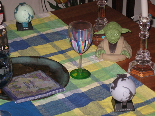 Yoda and Elijah cup at Star Wars Passover Dinner