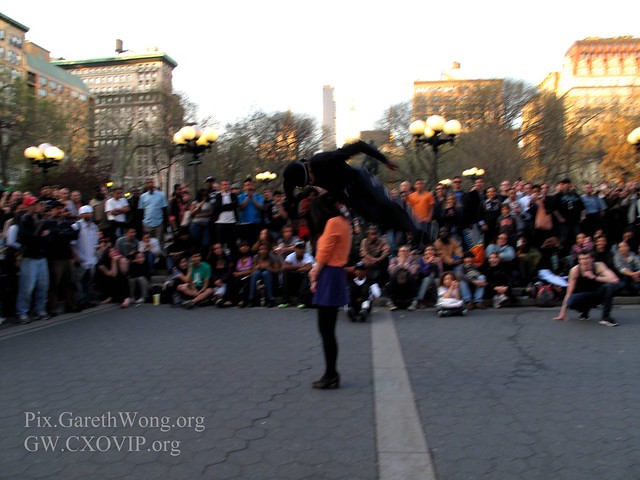Breakdancer somersault over reluctant Japanese tourist.. in Union Square, New York  IMG_5806, too much 'showmanship' I was happy to pay but legs got tired left without seeing finale (& was late for meeting)!