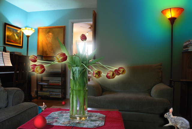 Another Look, Into the Light, Tulips and Living Room with Red Ball, May 16, 2014 9-12 full bpz