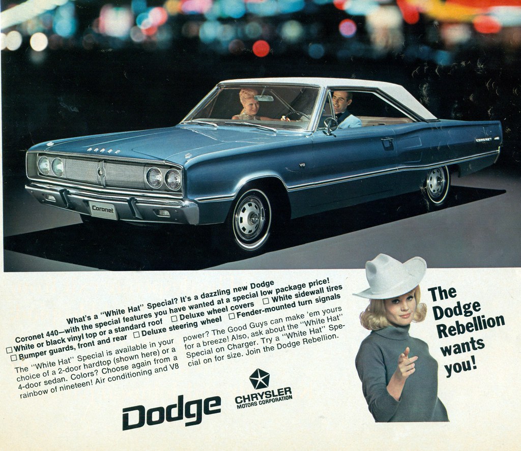 1967 Dodge Coronet 440 Ad White Hat Special 