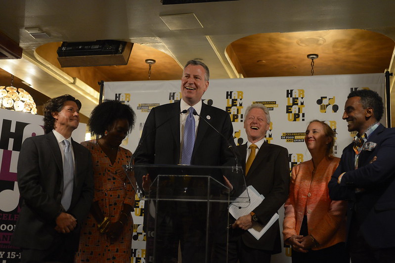 Mayor Bill de Blasio  and Former President Bill Clinton attend the Harlem Festival /City Meals on Wheels Event at the Red Rooster in Harlem