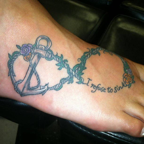 nice floral anchor tattoo idea design foot 1918 - a photo on Flickriver