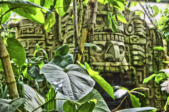Mayan ruins in Central American jungle