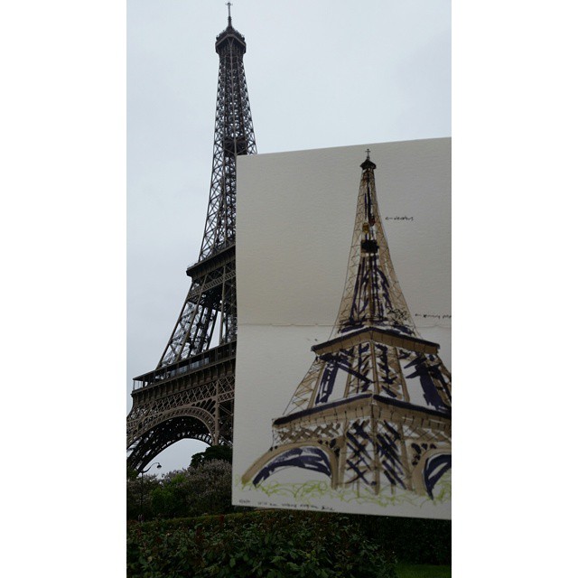 Second sketch of the Eiffel #urbansketchers