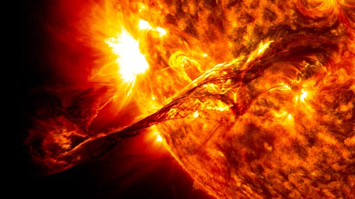 'Weathering the solar storm': A coronal mass ejection captured on 31 August 2012 by the Solar Dynamics Observatory. Credit: NASA