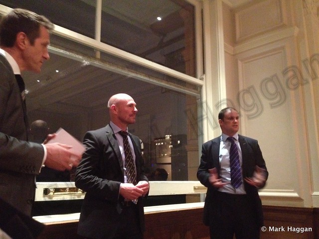 Will Greenwood, Andrew Strauss and Paul Nixon in the Committee Room at Lord's