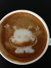 Today's latte. Cosmo Hoshimaru, mascot of Expo '85, Tsukuba, Japan.