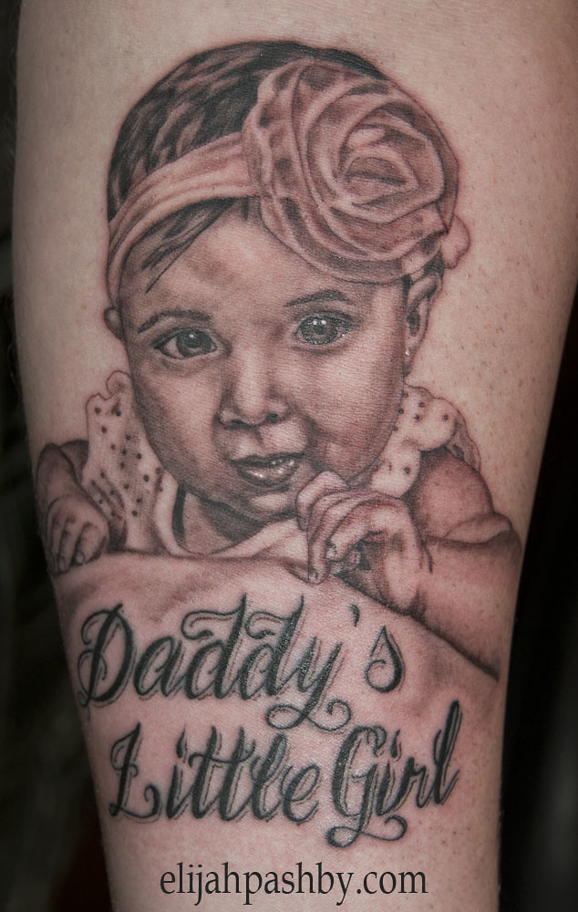 Baby Portrait Black and Gray Tattoo | Tattoo by Elijah Pashb… | Flickr