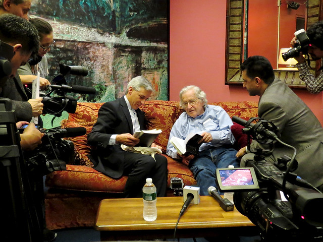 Bolivian Vice President Alvaro Garcia Linera with Noam Chomsky in NYC