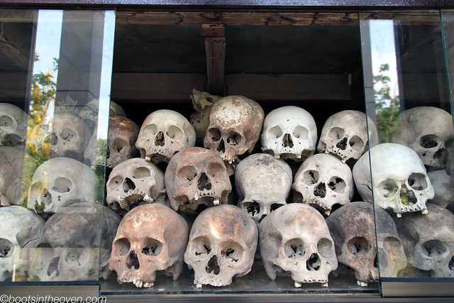 Skulls, sorted by age and sex, inside the memorial stupa