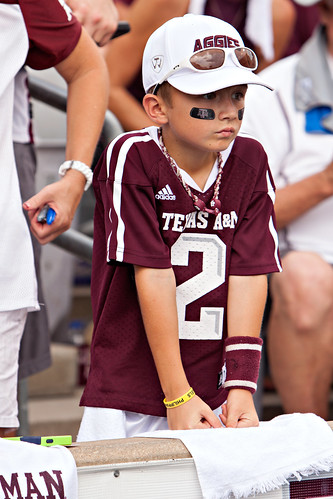 Young Aggie watching the game