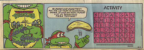 TEENAGE MUTANT NINJA TURTLES { newspaper strip } ..Mikey's Stomach ; ..art by Lawson  :: 08111991 by tOkKa