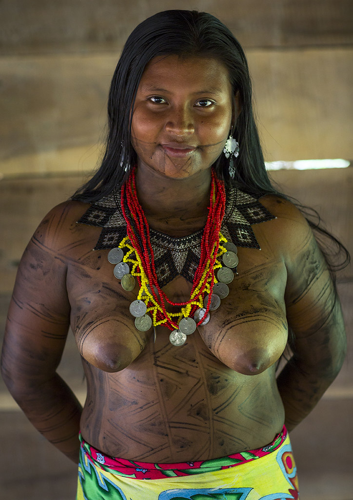 Panama, Darien Province, Bajo Chiquito, Woman Of The Native Indian Embera T...